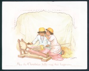 Victoriaanse kerstkaart met twee jonge jongens door Jane M. Dealy