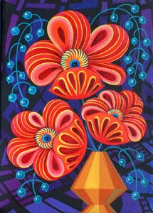 Rode bloemen met bessen, 2016