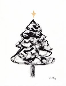 Kerstboom met Sumi-inkt en Gouden Kruis