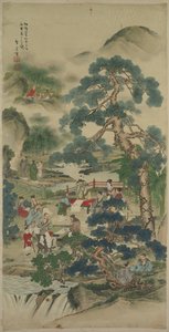 Chinese Wijzen in een Tuin door Japan, Meiji period