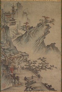 Chinese geleerde die een vallei bekijkt door Japan, Muromachi period