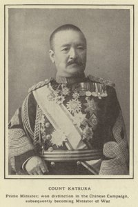 Graaf Katsura, Premier; verwierf onderscheiding in de Chinese Campagne en werd later Minister van Oorlog door Japanese Photographer