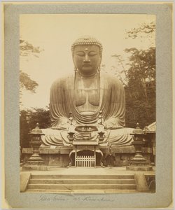 Daibutsu in Kamakura, Japan (zwart-wit foto)
