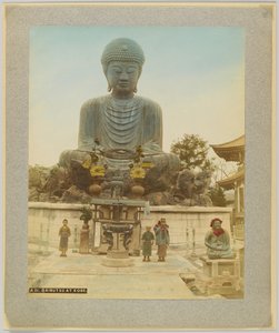 Daibutsu in Kobe, Japan (handgekleurde zwart-wit foto)