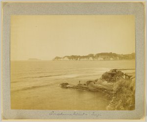 Enoshima Eiland, Fuji, Japan (zwart-wit foto) door Japanese Photographer