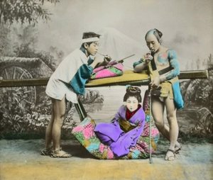 Handgekleurde Japanse albumine print, ca. 1880 door Japanese Photographer