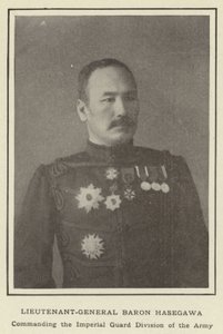 Luitenant-generaal Baron Hasegawa, Commandant van de Keizerlijke Garde Divisie van het Leger door Japanese Photographer