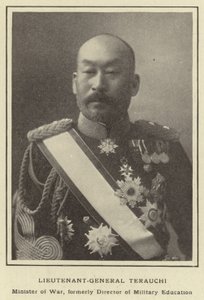 Luitenant-generaal Terauchi, Minister van Oorlog, voormalig Directeur van Militaire Opleiding door Japanese Photographer