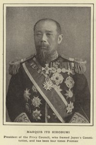 Markies Ito Hirobumi, President van de Geheime Raad, die de Japanse Grondwet heeft opgesteld en vier keer Premier is geweest door Japanese Photographer