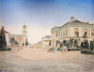 Uitzicht op de hoofdstraat van Yokohama, ca. 1890