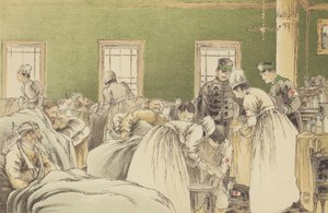 Verzorging van de Russische gewonden in het tijdelijke ziekenhuis van de Japanse Rode Kruis Vereniging in Chemulpo door Japanese School