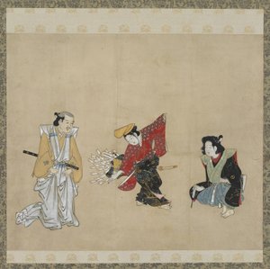 Jongen die een Narihira-dans uitvoert, Edo-periode door Japanese School