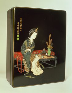 Schrijfdoos in Chinese stijl, met het groene aardewerkzegel van Ritsuo