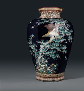 Cloisonne vaas, merk van de Hayashi Chuzo werkplaats, Meiji periode, late 19e eeuw door Japanese School