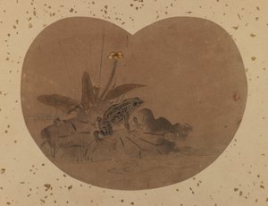 Waaierschilderij van een kikker (verso)