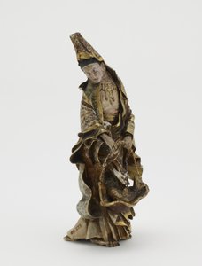 Beeld van Kannon met een vis in een mand, Meiji-periode door Japanese School
