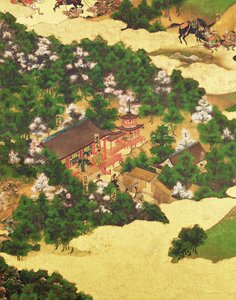 Heiji-opstand van 1159, Momoyama-periode (1568-1615) (inkt op papier) door Japanese School