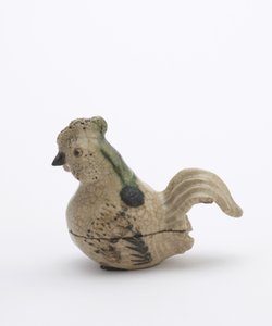 Wierookdoos in de vorm van een zittende haan, in Oribe stijl, mogelijk Aichi prefectuur, Edo periode door Japanese School