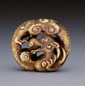 Netsuke die een waterdraak uitbeeldt, ca. 1870-80 door Japanese School