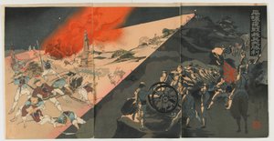 Nachtgevecht bij Pingyang, Meiji tijdperk, 1894 door Japanese School