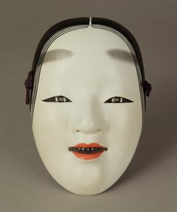 Noh-theatermasker van een jonge vrouw, Japans