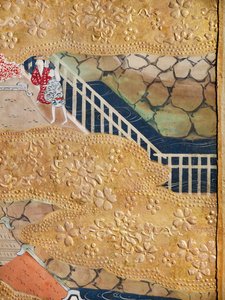 Osakazu Byobu - Japans kamerscherm met acht panelen (schilderij) door Japanese School