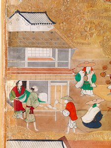 Osakazu Byobu - Japans kamerscherm met acht panelen (schilderij) door Japanese School