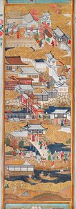 Osakazu Byobu - Japans kamerscherm met acht panelen (schilderij) door Japanese School