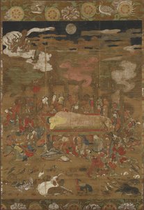 Parinirvana van Sakyamuni, de Historische Boeddha door Japanese School