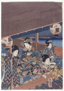 Deel Van Genji Drieluik door Japanese School
