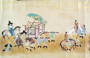 Deel van de zesde Koreaanse ambassade naar Japan ten tijde van de opvolging van Tokugawa Ietsuna in 1651, mogelijk door Kano Masunobu (1625-94) 1655-57 (rolschildering)