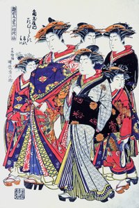 Kwalitatieve Japanse vrouwen, eind 19e eeuw (prent) door Japanese School
