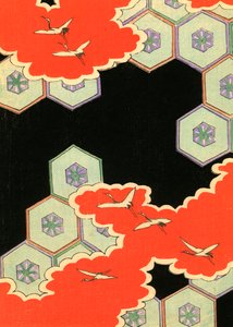 Rode Wolken met Vliegende Kraanvogels door Japanese School