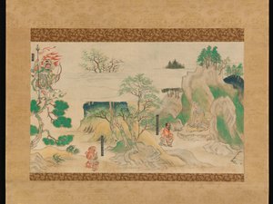 Scène uit De Geïllustreerde Legenden van Jin’ji Tempel door Japanese School
