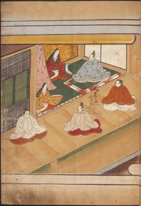 Zittende Japanse edelen, illustratie uit de 