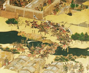De slag bij Hogen van een scherm, Momoyama-periode (1568-1600) (detail)