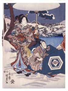 Zonder Titel (Twee Figuren In Een Sneeuwlandschap) door Japanese School