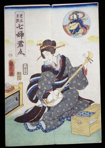 Vrouw speelt shamisen