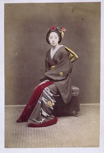 Jong Meisje in een Kimono, ca. 1860-70 door Japanese School