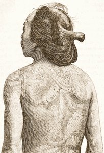 Man met traditionele Japanse Irezumi-tatoeages, c.1880 door Japanese School