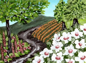 Wijnbergpad met bloemen