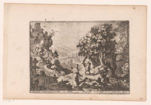 Landschap met verhaal van de barmhartige Samaritaan