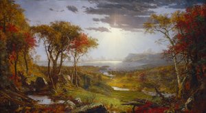Herfst - Aan de Hudson River door Jasper Francis Cropsey