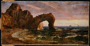 Zonsondergang bij Etretat, 1894 door Jasper Francis Cropsey