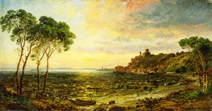 Zonsondergang boven het Meer van Thrasemine, 1887 door Jasper Francis Cropsey
