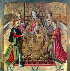 De Maagd en Kind met St. Ines en St. Barbara door Jaume Huguet