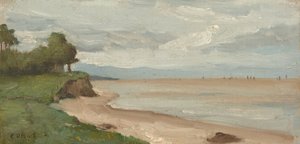 Strand bij Etretat door Jean-Baptiste-Camille Corot