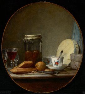 Pot met Abrikozen door Jean Baptiste Simeon Chardin