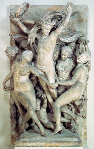 Les Bacchantes dansen en spelen muziek. Gebeiteld reliëf door Jean-Baptiste Carpeaux (1827-1875) 1865-1869 door Jean Baptiste Carpeaux