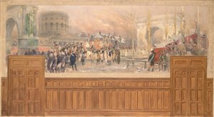 Ontvangst door de gemeente Parijs, bij de barrière de la Villette, van troepen die terugkeren uit Polen, na de campagne van 1806-1807 door Jean Baptiste Edouard Detaille